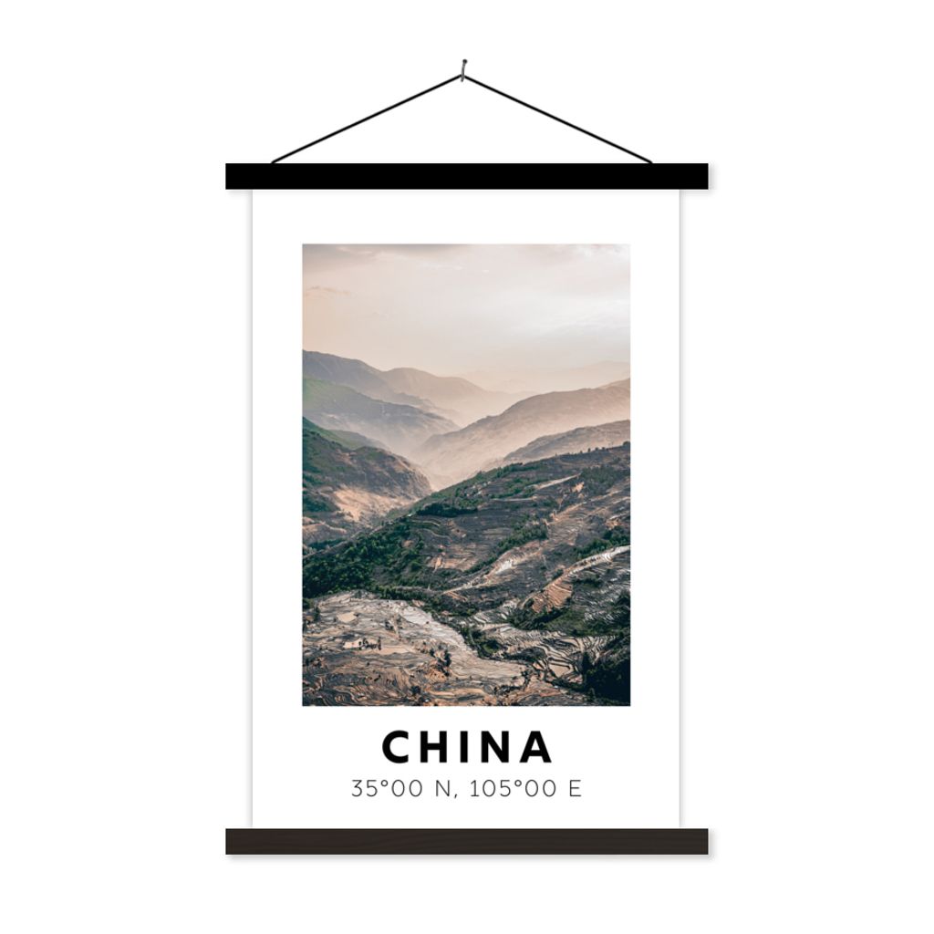 MuchoWow Textilposter Sommer - China - Berge - Asien 120x180 cm mit schwarzem Rahmen - Fotos