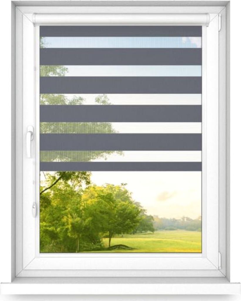 time4blinds - Doppelrollo ohne Bohren - Zebra Rollos für Fenster und Türen - Stahl, 600x2000, Links