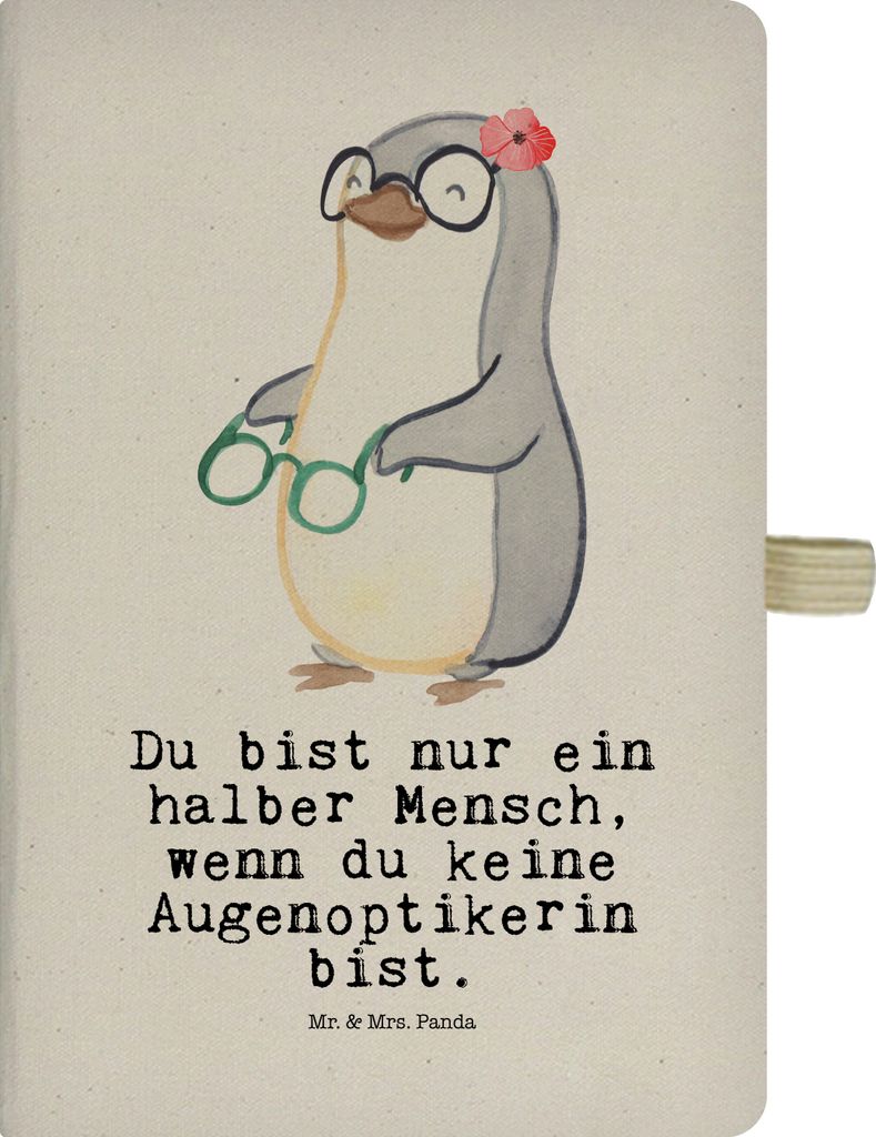Mr. & Mrs. Panda Tagebuch Augenoptikerin Herz - Transparent - Geschenk, Brillengeschäft, Adressbuch, kariertes notizbuch, Witzig, Skizzenbuch, Er...