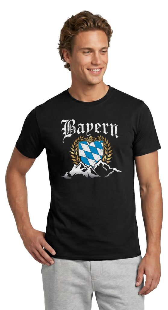 Spreadshirt Bayern Wappen Vintage Look Männer T-Shirt, XL, Schwarz