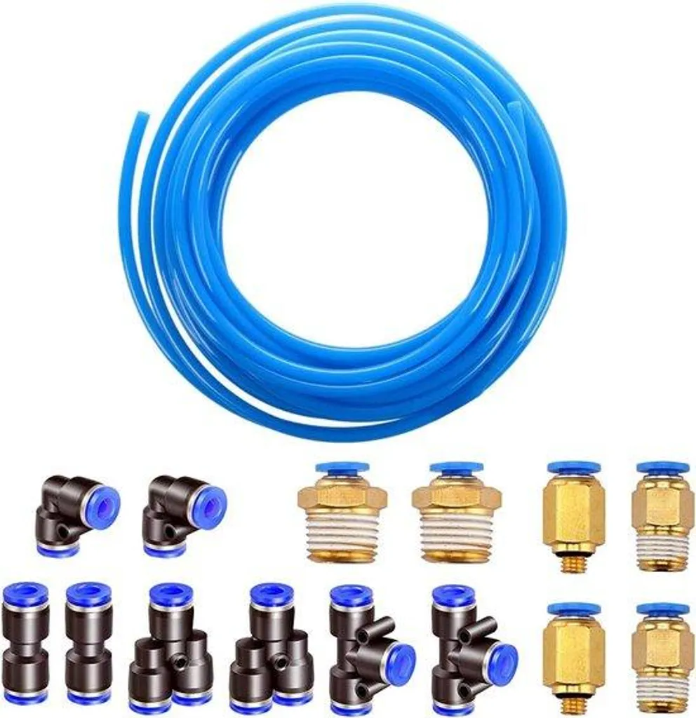 Tuyau Air Comprimé Flexible 10m en Polyuréthane avec 8 Raccords en Y/T