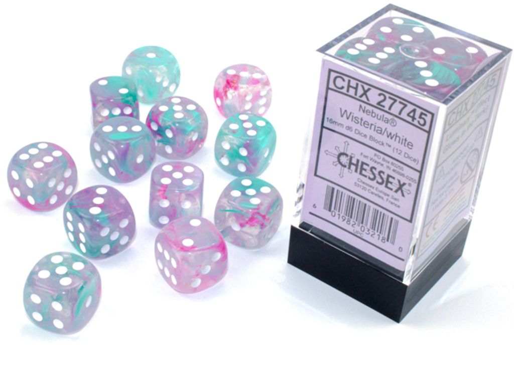 Nebula TM 16mm d6 Wisteria/white Luminary Dice Block (12 Immagine del prodotto 