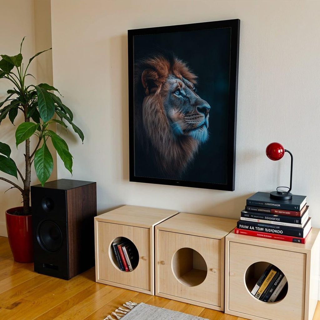 Leinwand Bilder 20x30–70x100 cm - Löwe Abstrakt MAJESTÄT DES LICHTS - moderne Wanddeko für Wohnzimmer, Tierbild Wandbild Kunstdruck | Alivia Arts