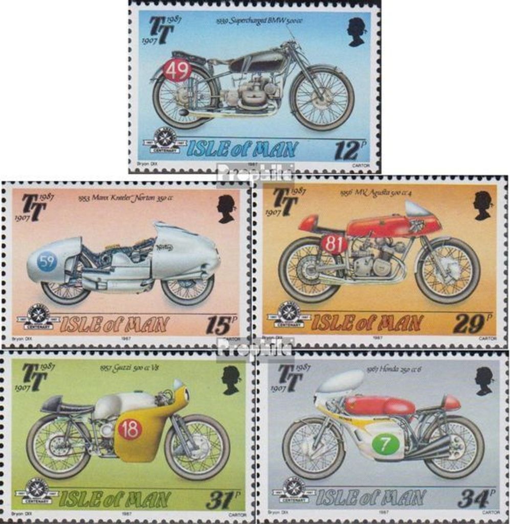 Briefmarken GB - Isle of Man 1987 Mi 339A-343A (kompl.Ausg.) postfrisch Motorradrennen
