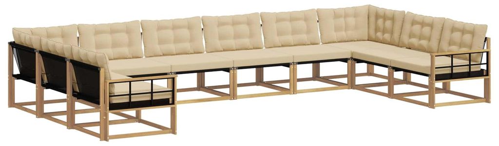 vidaXL Outdoor-Sofagarnitur mit Kissen 10 pcs Weiß und Beige