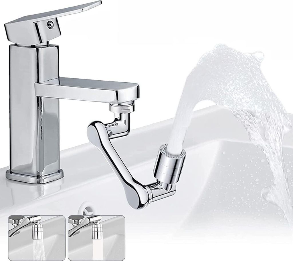 1440° drehbarer Wasserhahnaufsatz, multifunktionaler Verlängerungshahn, erweiterter Luftsprudler, zwei Wasserabgabemodi, rotierender wassersparen...