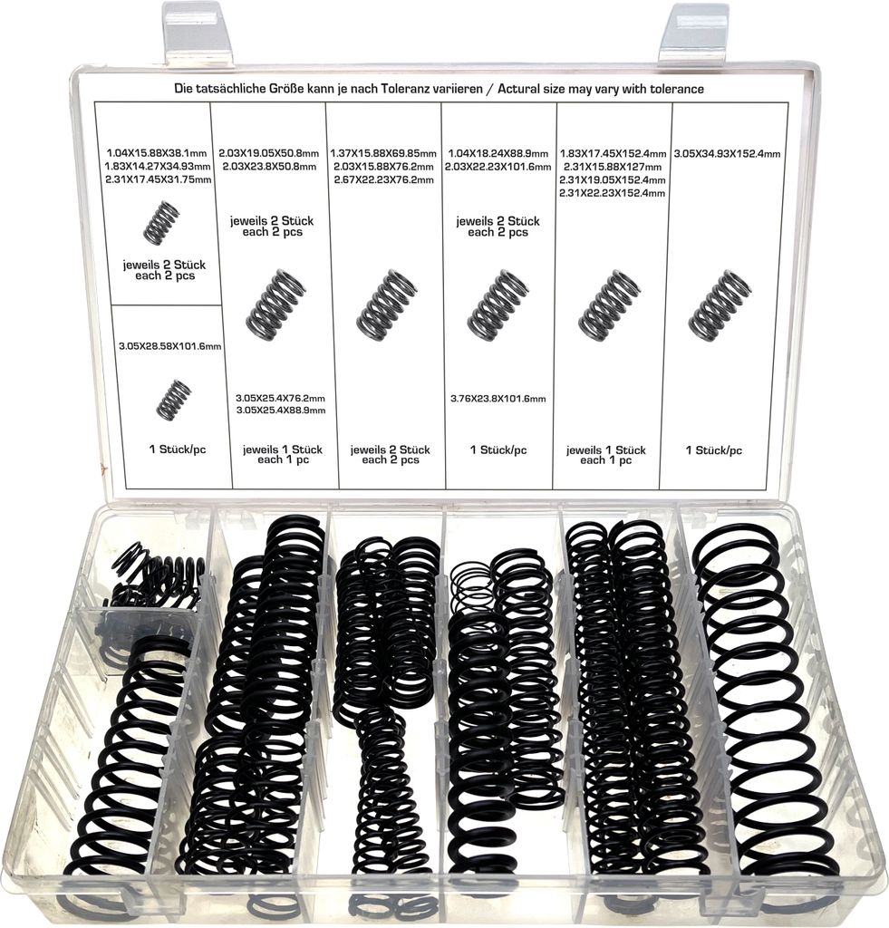 Grosses Druckfeder Sortiment Spiralfedern Stahlfeder Metallfeder SCHWARZ 29-tlg.