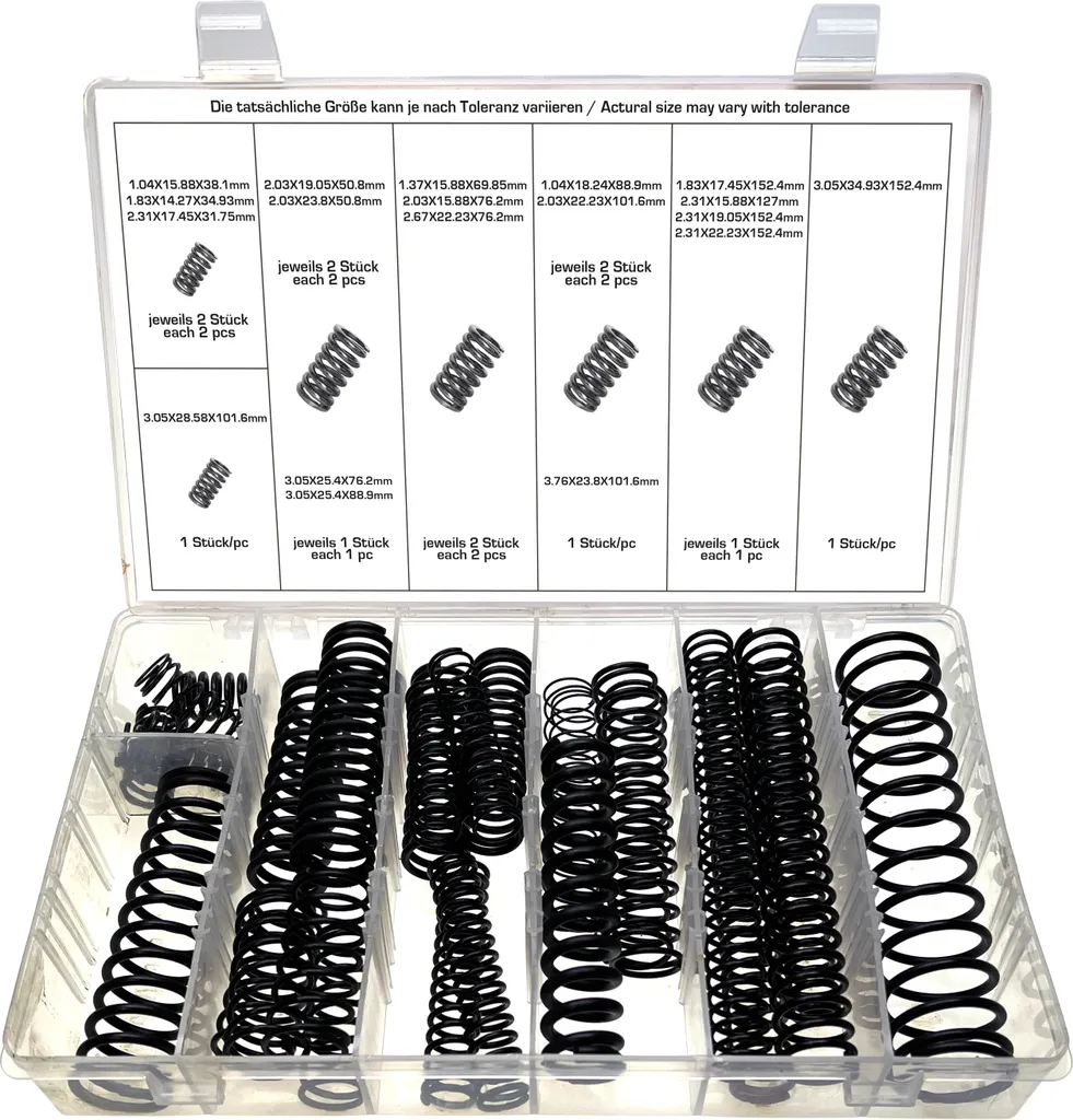 Assortiment ressorts de compression hélicoïdaux en acier noir 29 pcs