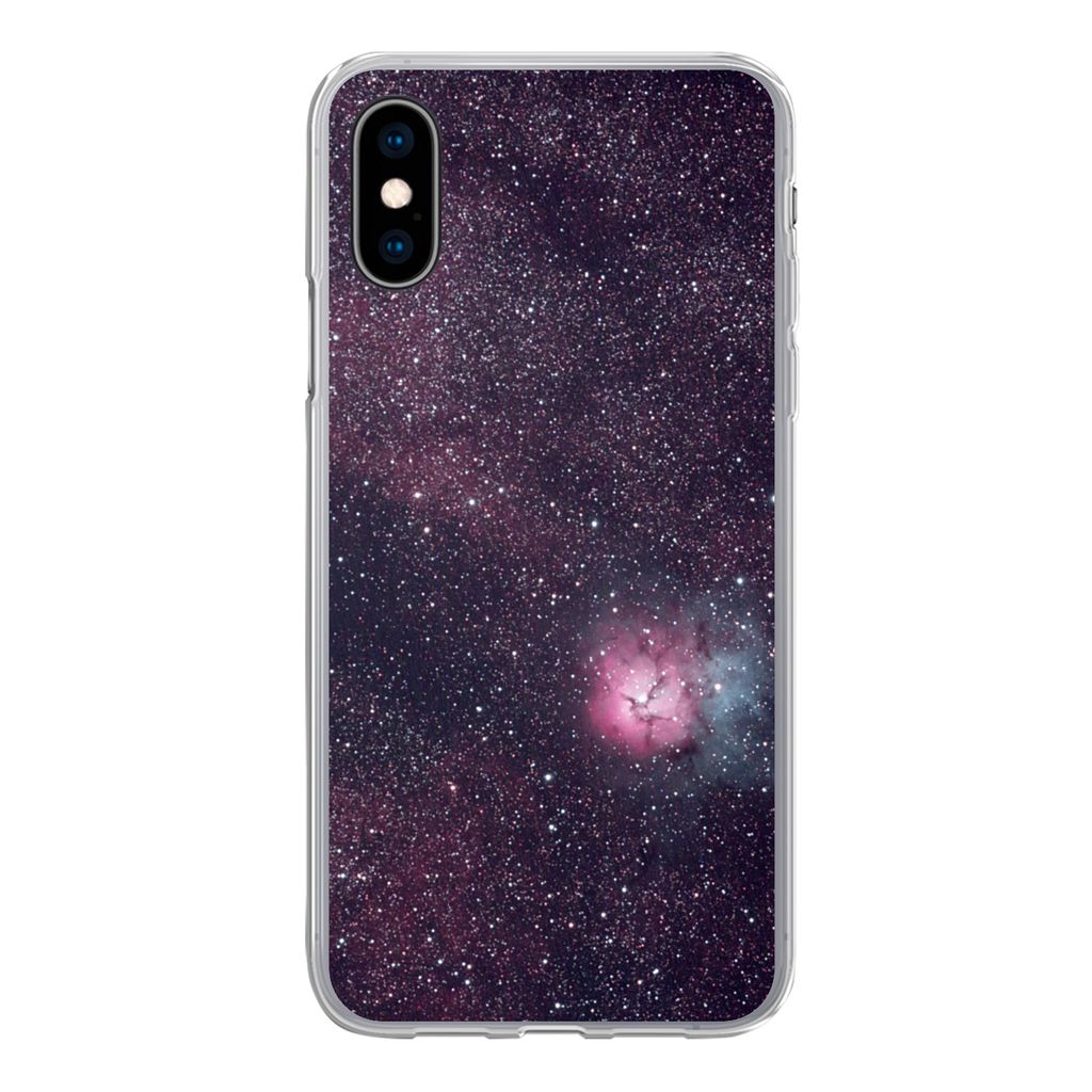 MuchoWow Handyhülle Schutzhülle Hülle für iPhone X Universum - Sterne - Rosa - Jungen - Mädchen - Kinder Silikon Softcase Handy Hülle - Han...