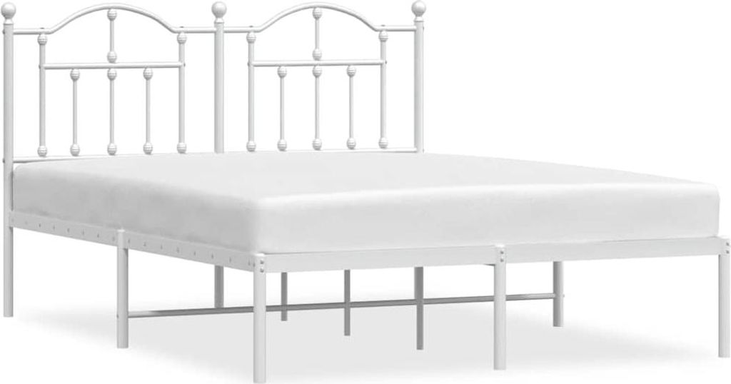 vidaXL Bettgestell mit Kopfteil Metall Weiß 135x190 cm
