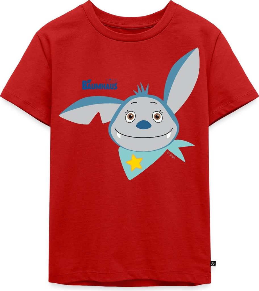 Spreadshirt KiKA-Baumhaus mit Fidi Gesicht Kinder Premium T-Shirt, 134/140 (8 Jahre), Rot