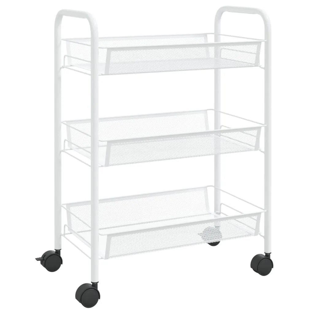 Carrellino Multiuso Bianco Ferro 46x26x64 cm - Organizer Bagno e Cucina