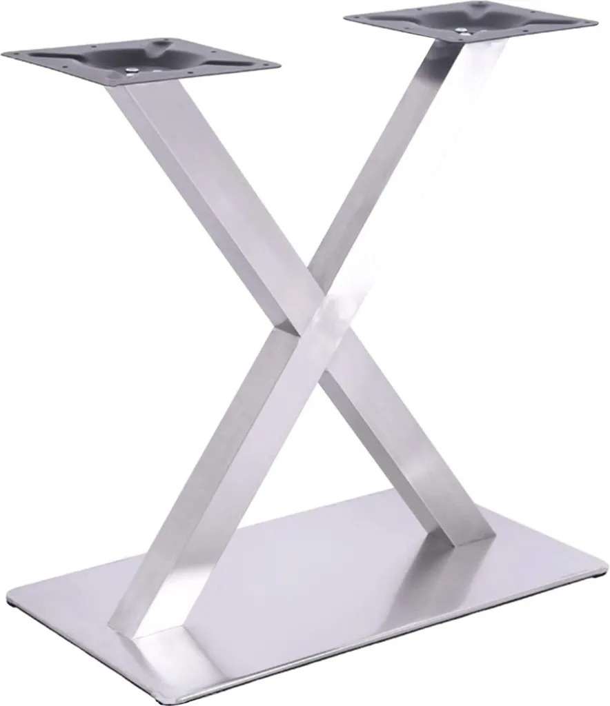 Pied de table en X inox 70cm : Solution stable pour table vacillante