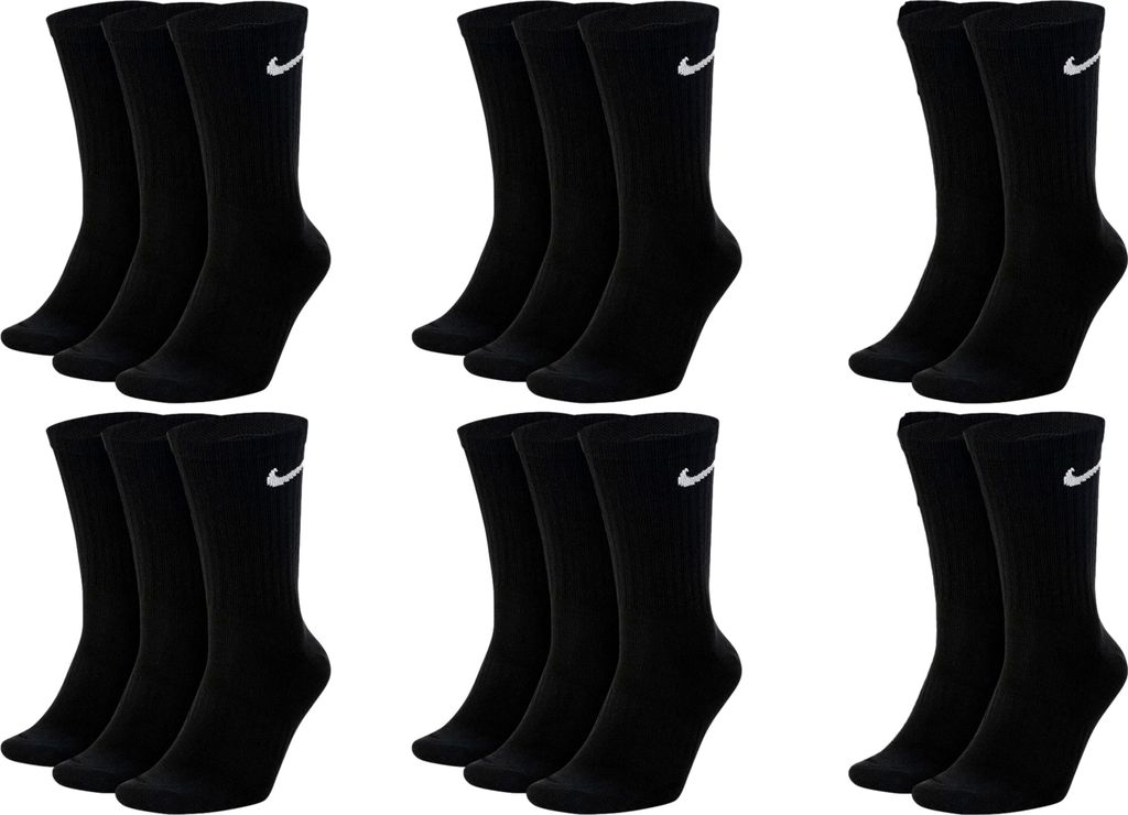 8 Paar Nike Everyday Lightweight Crew SX7676 Tennis Socke - Farbe: Schwarz - Größe: 46-50