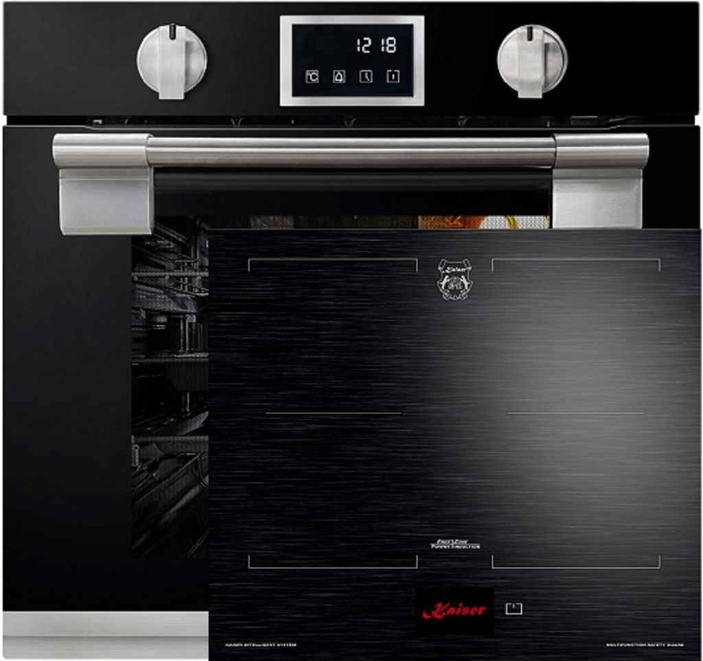 Herd Set Kaiser Autark Einbau Backofen EH 6338 S 79L Pyrolyse mit KCT 6140 FI Induktionskochfeld 60 cm FREE ZONE mit 2 FLEX Induktions-Zonen