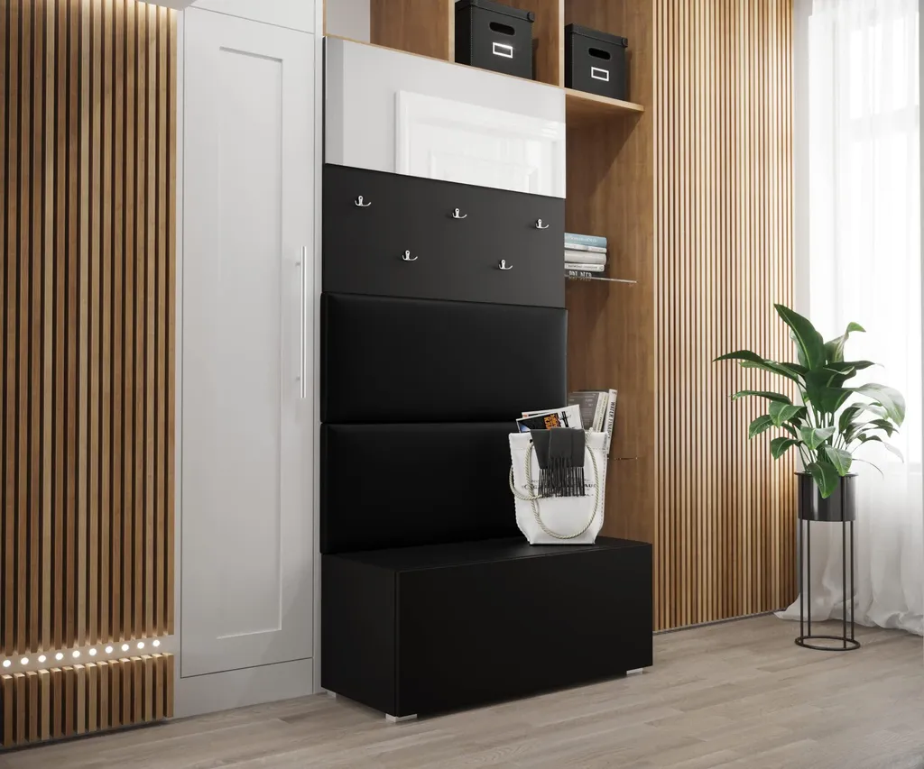 Meuble d'Entrée Complet avec Armoire à Chaussures et Miroir Mat GF78