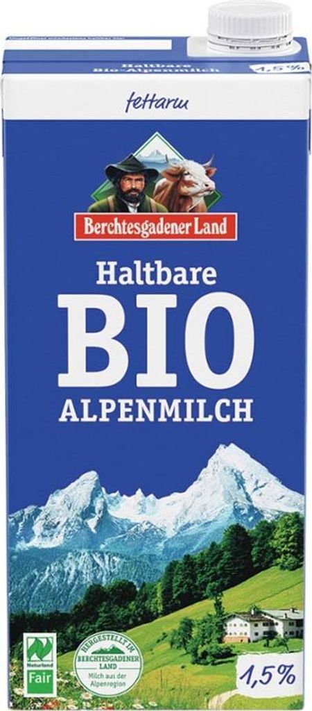 Berchtesgadener Land Haltbare -Alpenmilch 1,5%, 1 l Produktbild 