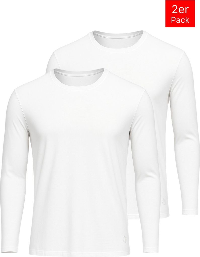 Tazzio Herren Langarmshirt 2er-Pack E108 (Weiß, L)