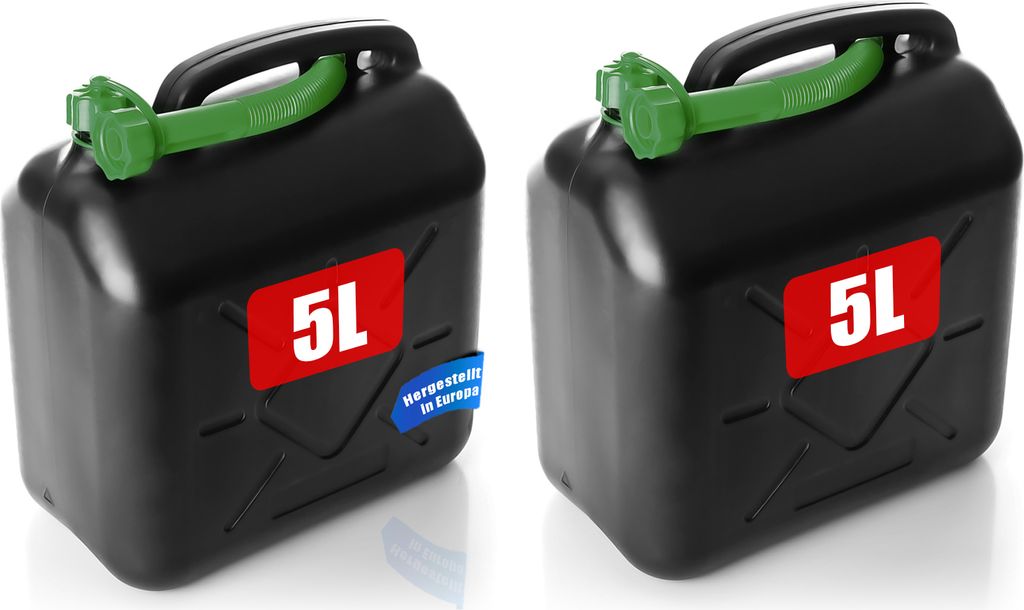 BigDean 2x Benzinkanister 5L mit flexiblem Ausgießer-Kraftstoffkanister für Benzin & Diesel-UN-Zulassung handlicher Kanister Dieselkanister EU