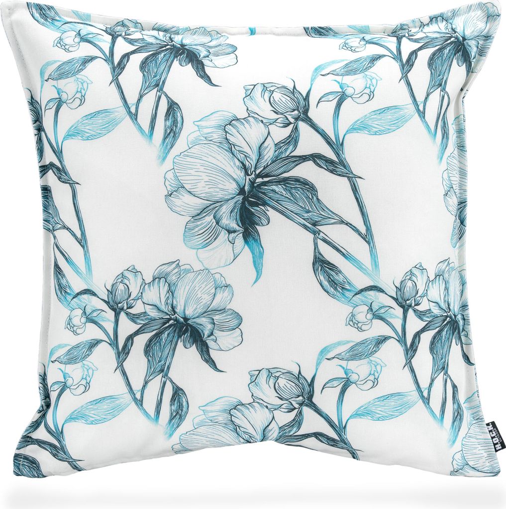 H.O.C.K. Fleur de aqua Outdoor Kissen mit Biese 50x50cm türkis