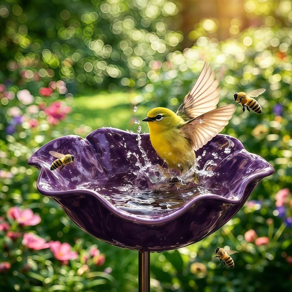 Vogeltränke Garten Metall, Bienen Tränke mit Erdspieß, Produktbild 