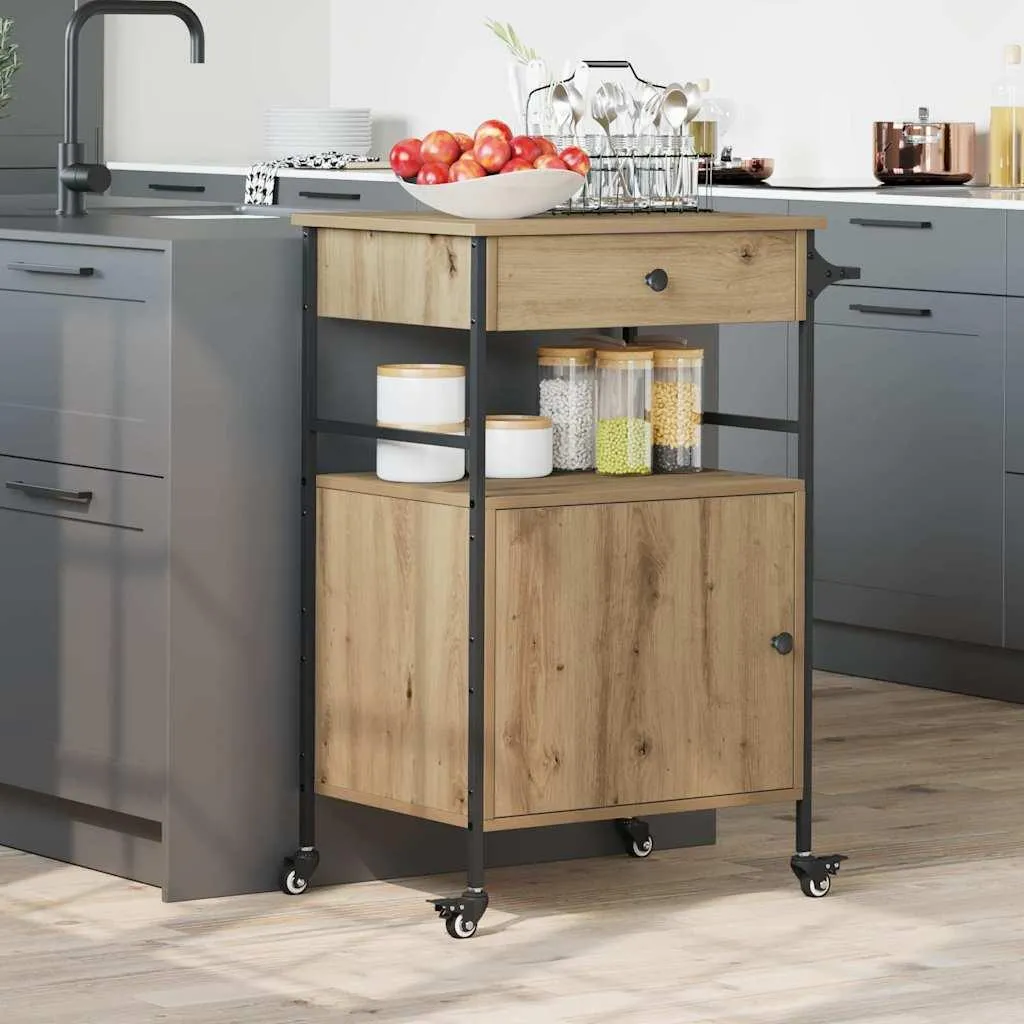 Stabli Möbel CC1689747 Carrello Cucina Artisan Rovere 56x43x89,5