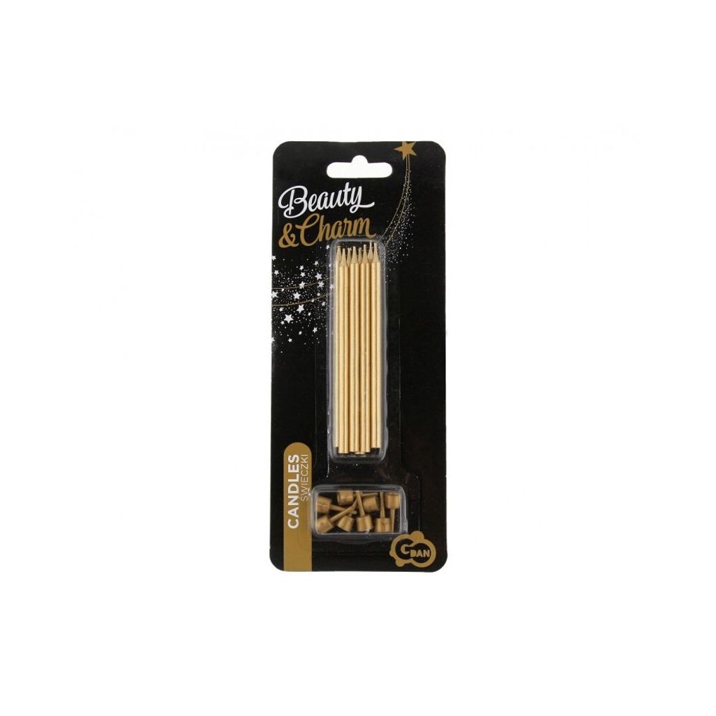 Candele di compleanno oro con basi lunghezza 10 cm - 8 pz Immagine del prodotto 