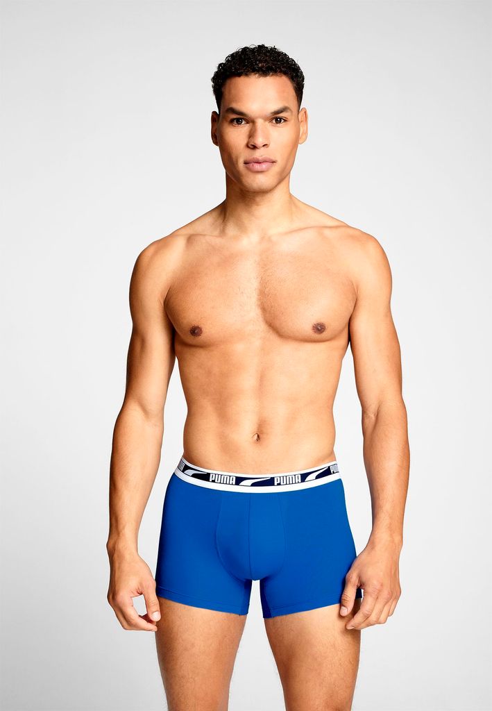 Puma men everyday multi logo boxer - Sportondergoed heren - Blauw-Multicolour