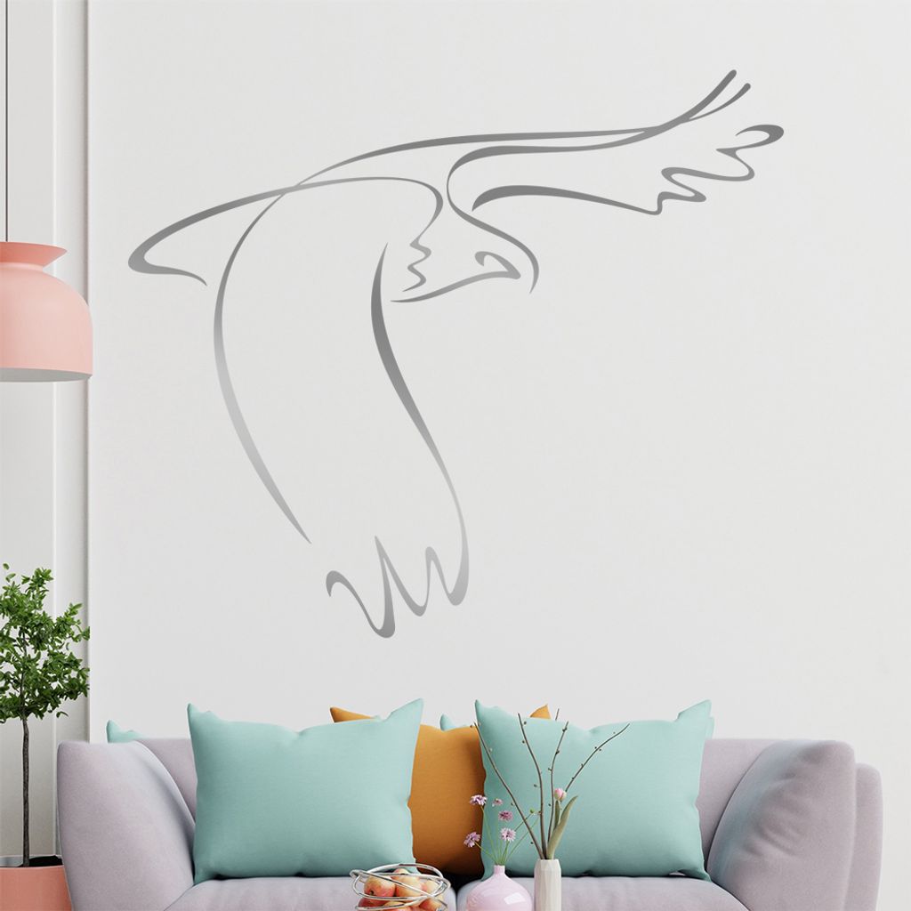 Adler Linien Wandtattoo in 6 Größen - Wandaufkleber Wall Sticker - Dekoration, Küche, Wohnzimmer, Schlafzimmer, Badezimmer
