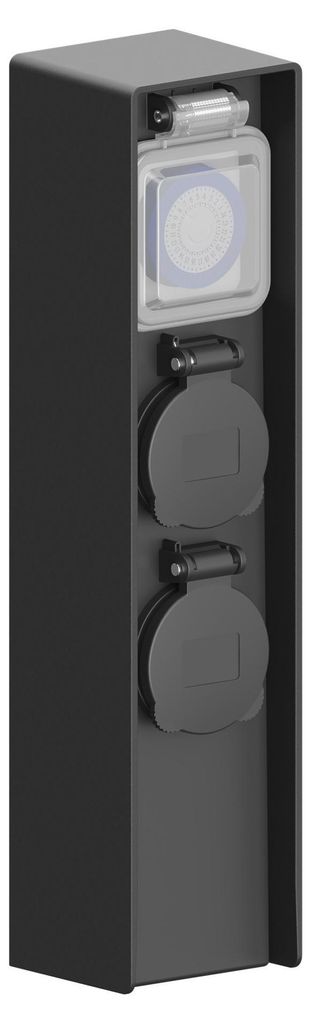 Prise électrique Ledvion IP44, noire, avec 2 prises et Image du produit 