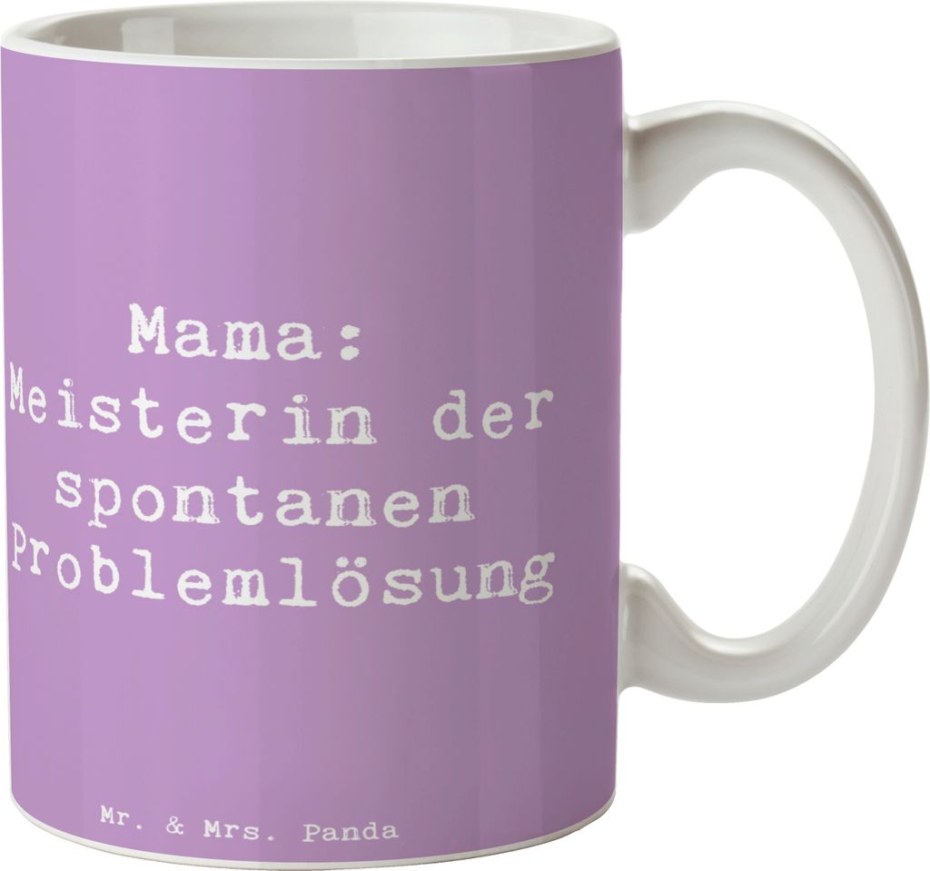Mr. & Mrs. Panda Trinkbecher Spruch Mama Meisterin - Lavendeltraum - Geschenk, Familienleben, Flexibilität, Mutterschaft, Geburtstage, Kaffeebeche...