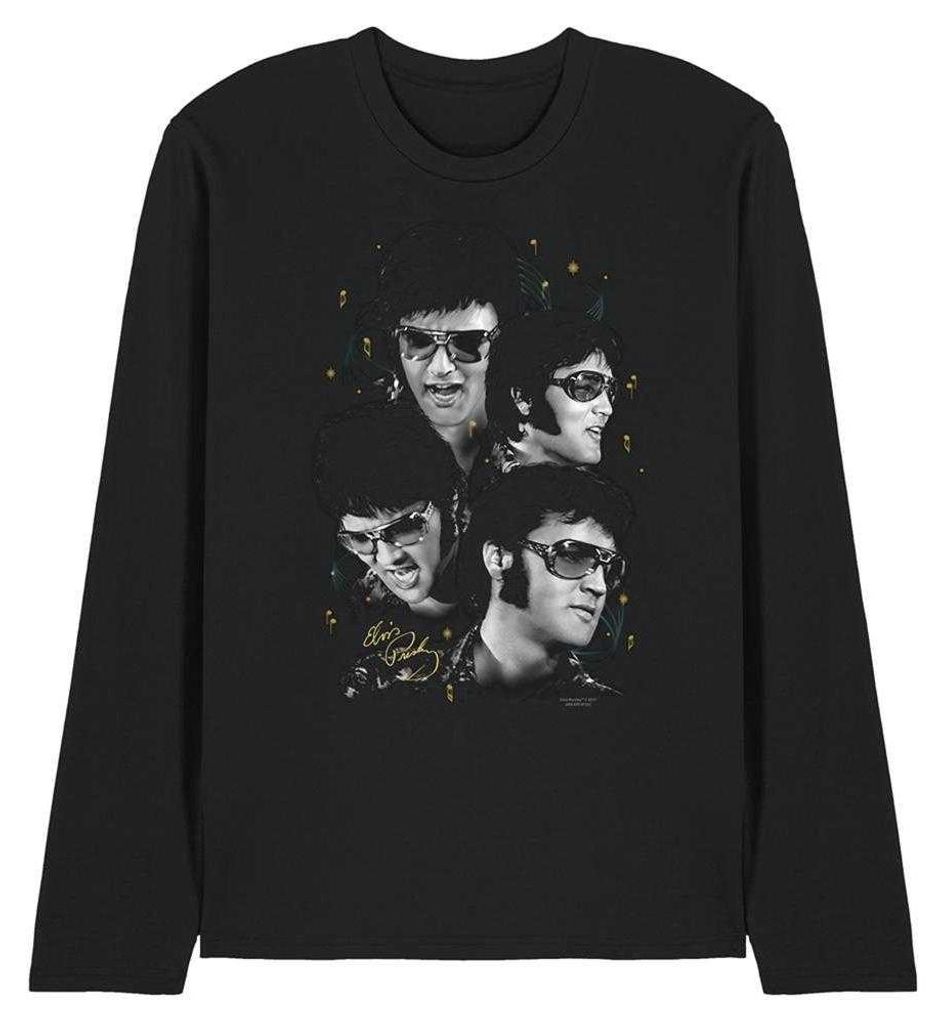 Elvis Presley - T-Shirt für Herren/Damen Uni, Langärmlig TV33014 (XL) (Schwarz)