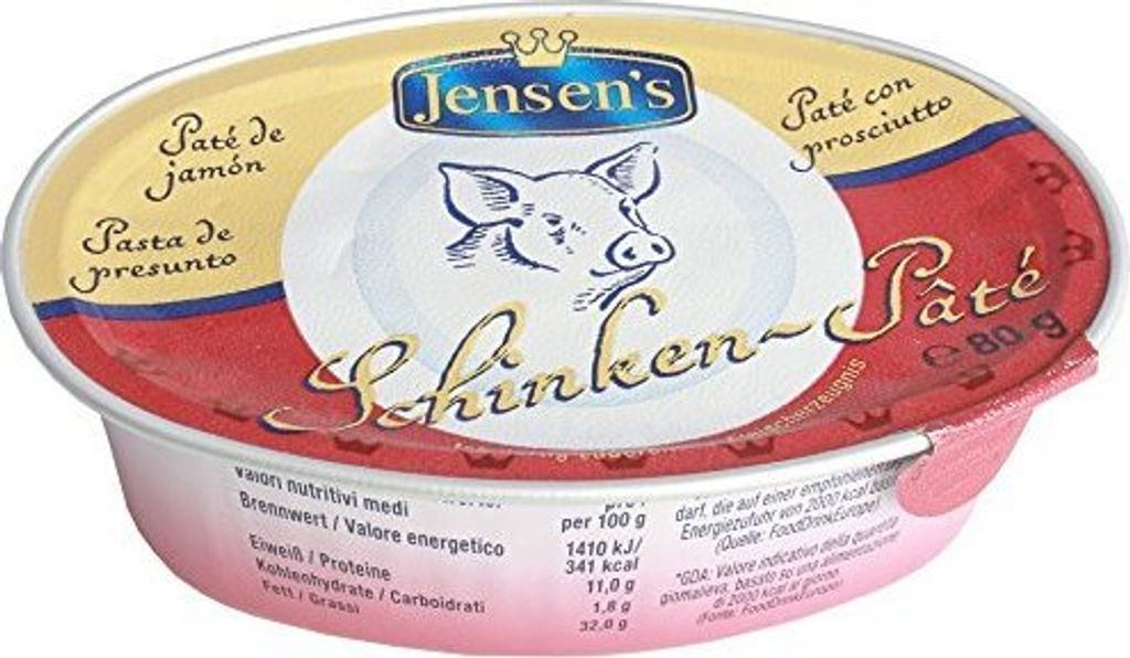 Jensens Schinken Pate Patete aus Schweinfleisch Leber würzig 80g