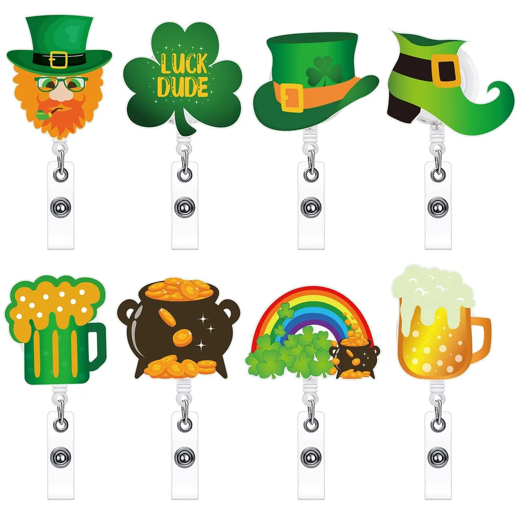 Badge Rétractable Saint-Patrick : 8 Porte-badges Anti-perte Infirmières