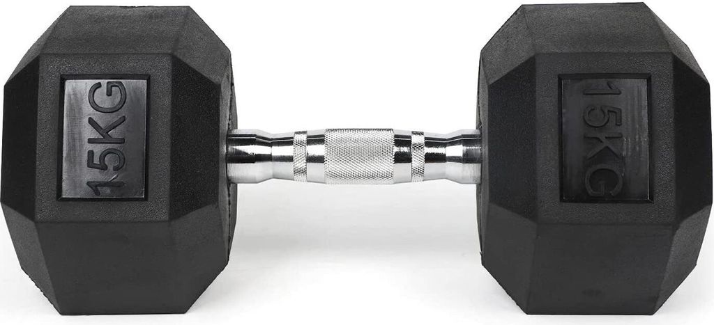 2 x 15 kg Hexagon Kompakthantel Paar, Hex Hantel Gummi, Hex Produktbild 