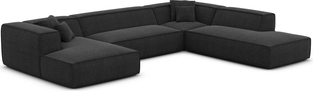 Strukturstoff U-Form XXL Lounge Wohnlandschaft Arelia Schwarz Links