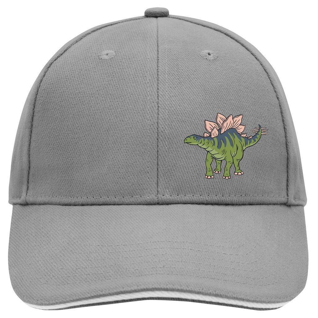 Huuraa Cappy Mütze Stegosaurus Dinosaurier Dark Grey/White Baumwolle 6-Panel Kappe Geschenkidee