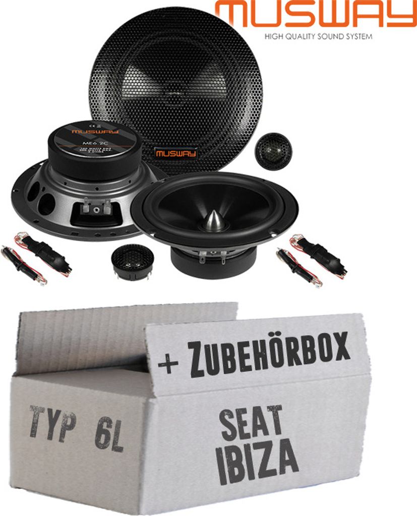 Lautsprecher Boxen Musway ME6.2C - 16,5cm System Auto Einbauzubehör - Einbauset passend für Seat Ibiza 6L Front Heck - justSOUND