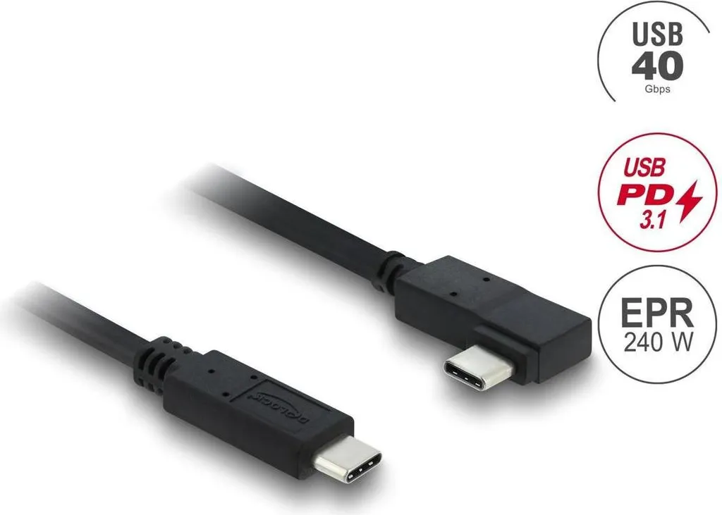 Cavo USB 40Gbps 240W 1m Angolato - Ricarica Rapida PD 3.1 Professionale