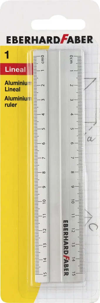 Règle plate de 15 cm en métal argenté Eberhard Faber pour le bureau