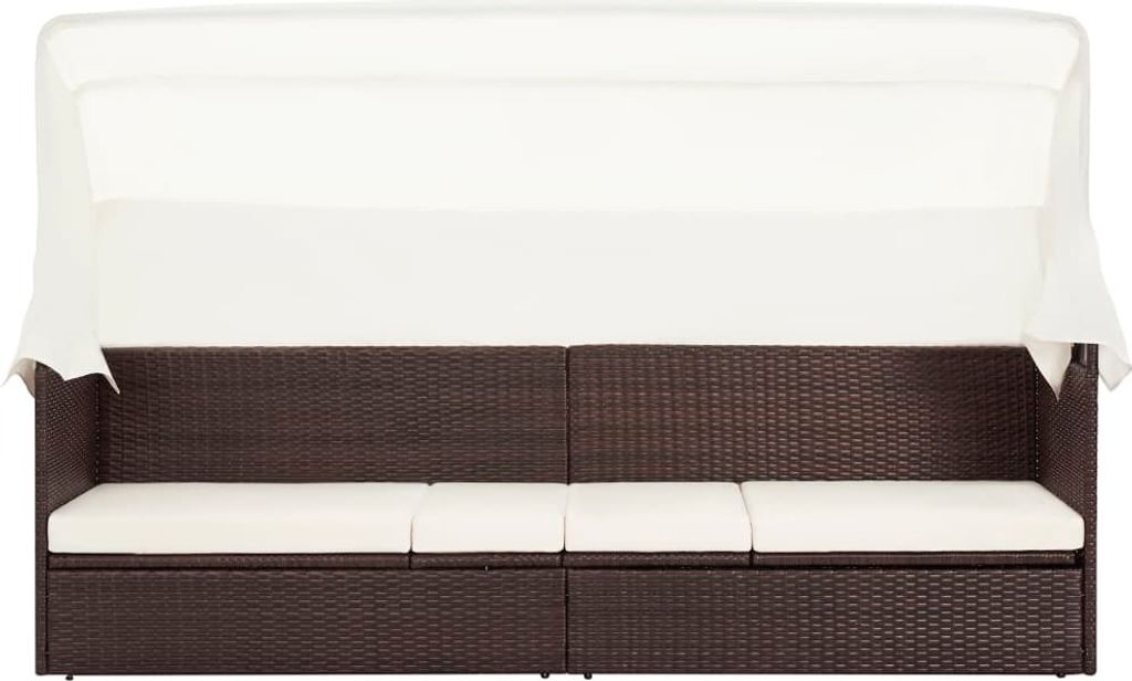 vidaXL Gartensofa mit Sonnendach Poly Rattan Braun Produktbild 