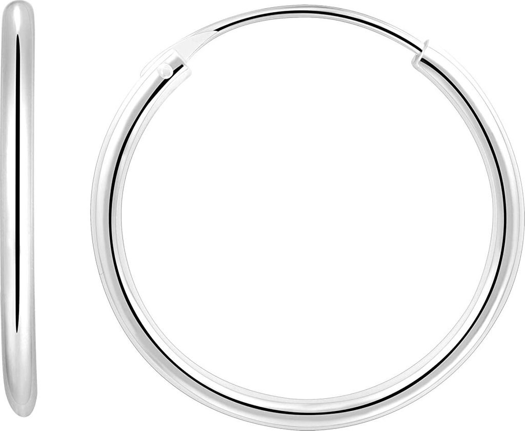 Karisma 1 Paar Klassisch Damen Creolen 925 Sterling Silber Stärke 2mm CR-PA106 Größe 25mm Farbwahl - Silber Rhodiniert