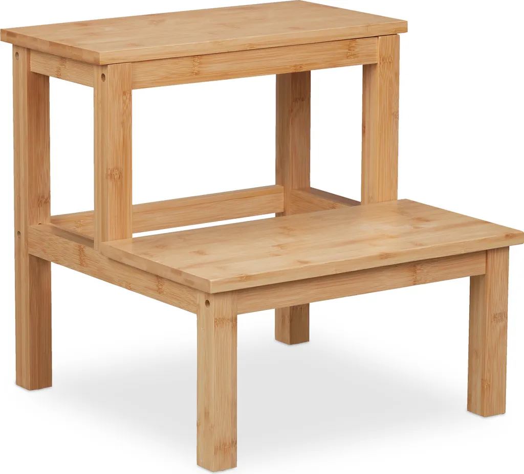 Tabouret marchepied stable en bambou pour accéder aux meubles hauts