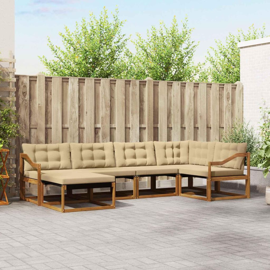 (Robust Möbel)Outdoor-Sofagarnitur - CLORIS - Balkonmöbe/Sitzgruppe - 18 pcs - Moderne Design - Natur und Beige Massivholz Akazie - Gartensof...