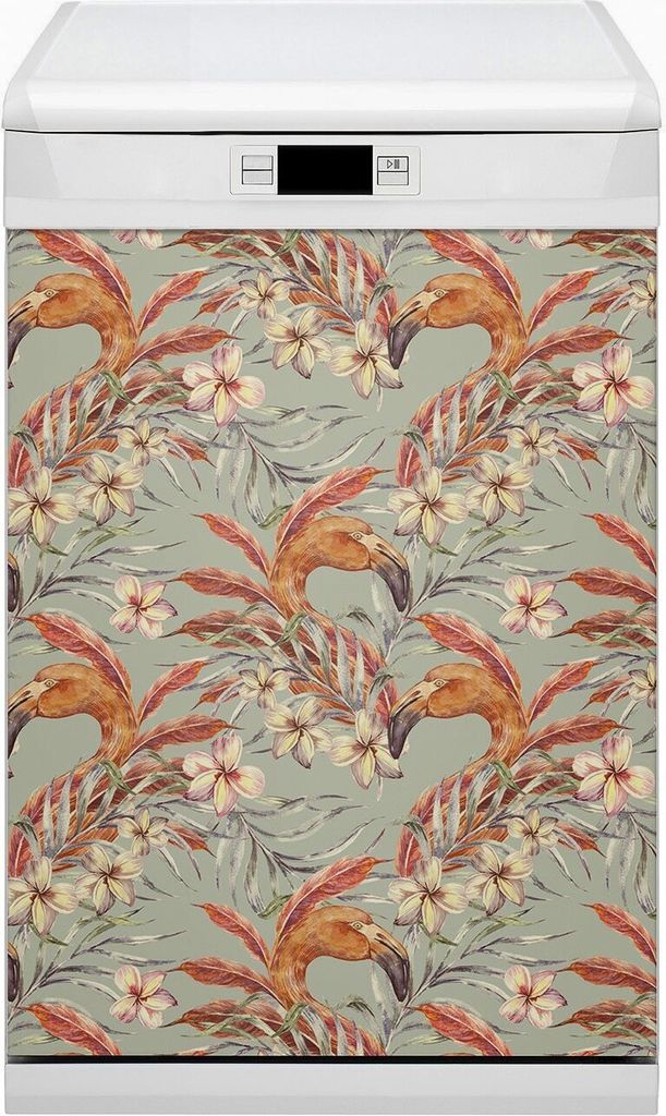 Magnete Dekorative Magnet Folie für Geschirrspüler 45x80 cm Küche - Bild Flamingos