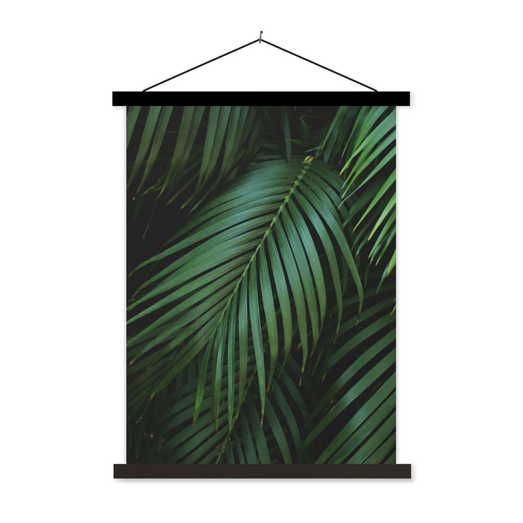 MuchoWow Textilposter Palmenblätter - Palmen - Tropisch 60x80 cm mit schwarzem Rahmen - Plakathalter