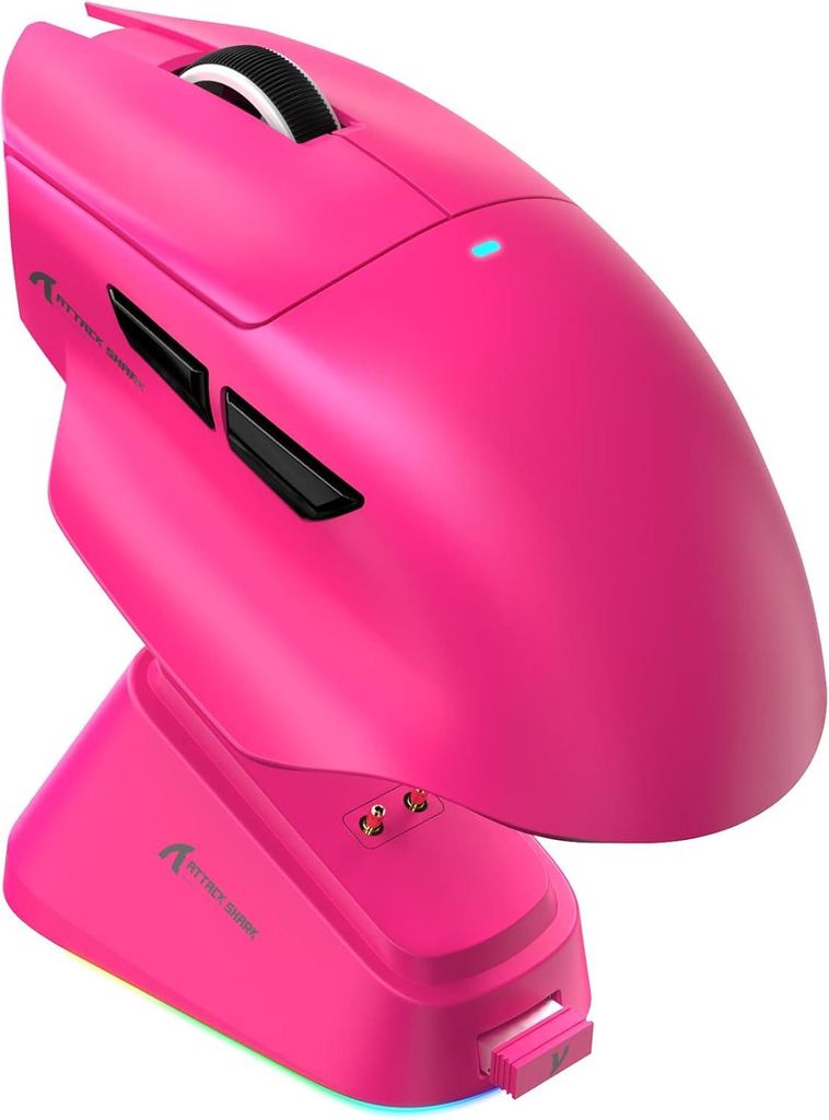 Maus mit magnetischer Ladestation, PixArt PAW3311 Gaming-Sensor, 25.000 DPI, 500-mAh-Akku, Bluetooth-/kabellos-/kabelgebunden, ergonomisch