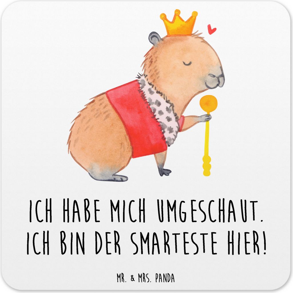 Mr. & Mrs. Panda Tassenuntersetzer Capybara König 15er Set - Weiß - Geschenk, Getränke-Untersetzer, Glas-Untersetzer, Untersetzer für Gläser, ...