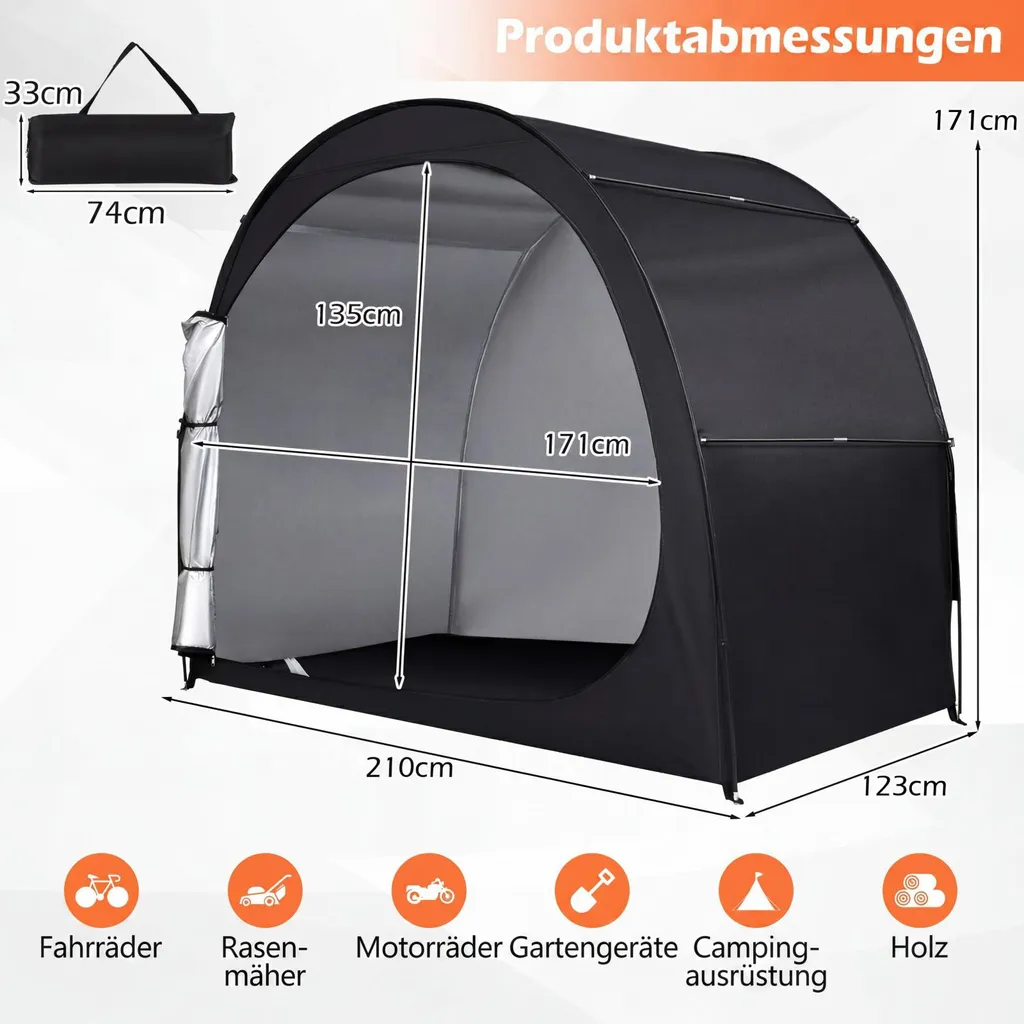 Garage portable pour 2 vélos : solution de rangement camping et jardin - 3