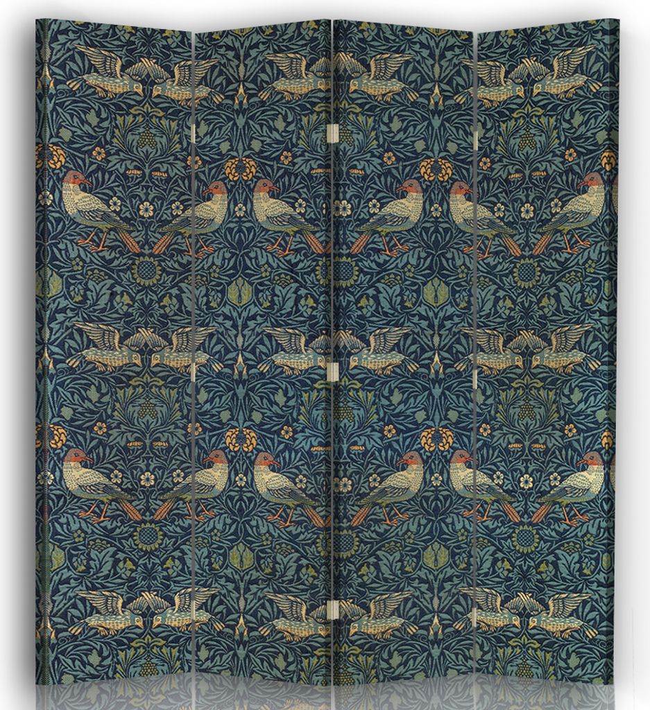 Paravent - Raumteiler Bird - William Morris - Dekorativer Raumtrenner cm. 145x170 (4 x)